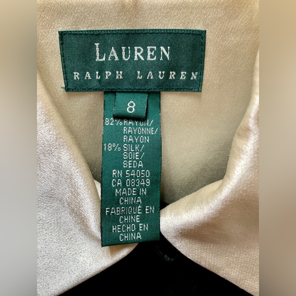 1990s Vtg Women’s 8 Collared Cuffed LAUREN RALPH LAUREN Velour Textured Dress - Picture 8 of 16